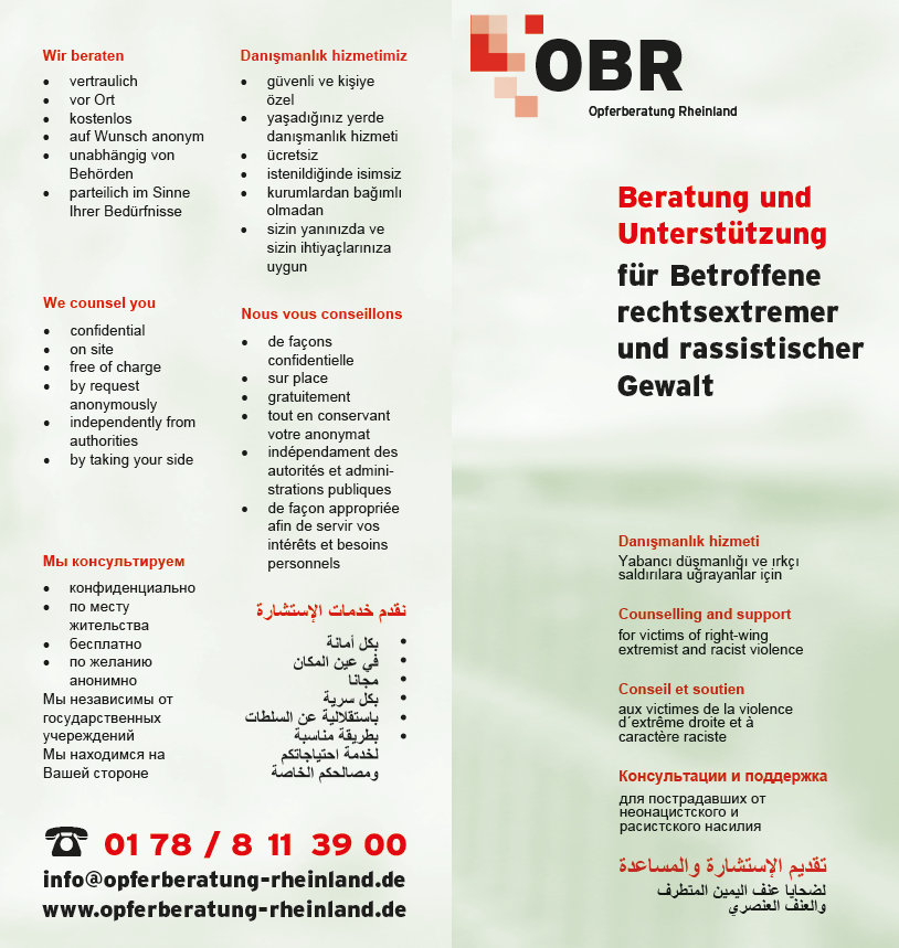 Flyer Opferberatung Rheinland (OBR)